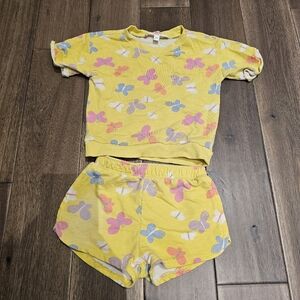 Monkey Bars Yellow Butterfly Outfit Set | 18 Months Top & Shorts